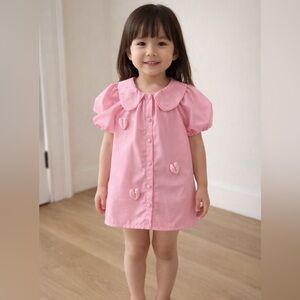 NWOT: Pink Heart Puff Sleeve Kids Dress